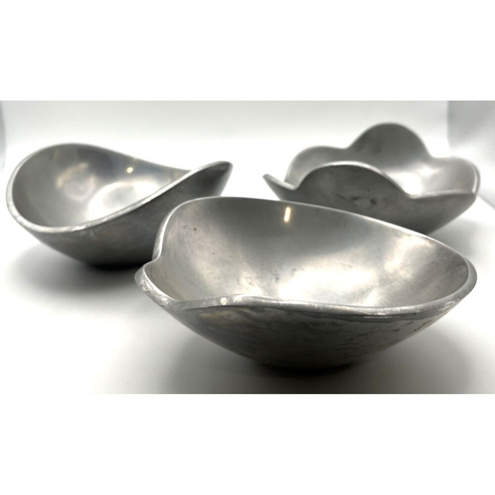 Set of 3 Towle Pintel Collection 5" Bon Bon Bowls Aluminum Holloware India